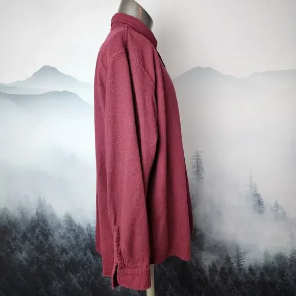 Land's End Big Casual Button Down Maroon Cotton Shirt | Men's XXL/T - Picture 4 of 15